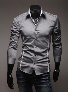 Елегантна мъжка сива риза