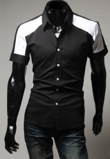Мъжка риза с къс ръкав черна