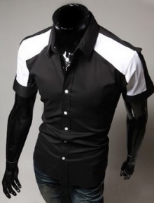 Мъжка риза с къс ръкав черна