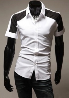 Мъжка риза с къс ръкав Бяла