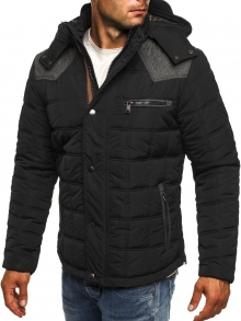 Плътно мъжко яке с качулка за студените дни - черно