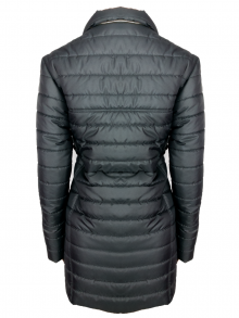 Дълго дамско яке със сваляема качулка с пух "Елви" - черно
