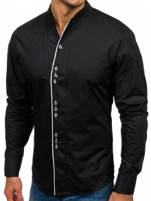 Класическа мъжка риза НОВ МОДЕЛ с три копчета Черна