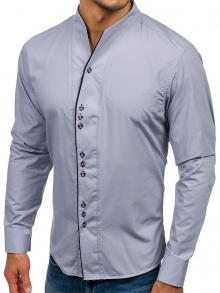 Нов модел мъжка риза с по три копчета - сива