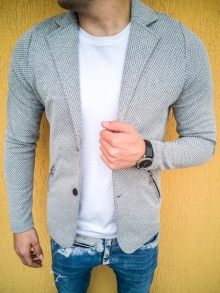 Спортно-елегантно сако изработено от памук - сиво