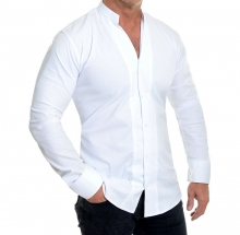 Спортно-елегантна бяла риза с малка яка Модел 2022г.