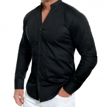 Спортно-елегантна Черна риза с малка яка Модел 2022г.