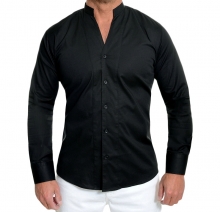 Спортно-елегантна Черна риза с малка яка Модел 2022г.
