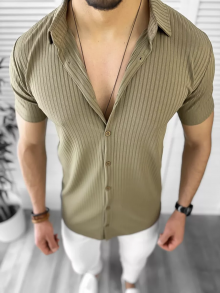 Мъжка риза с къс ръкав Камел модел 2024