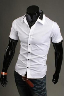 Мъжка лятна риза с къс ръкав бяла
