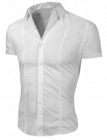 Стилна мъжка риза с къс ръкав Бяла