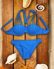 Дамски бански костюм в летен син цвят - модел 2016