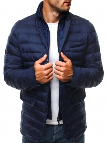 Шушляково мъжко яке с издължен дизайн - тъмно синьо