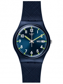 Swatch Originals Swiss-кварцов силиконов каишка, син, 19 ежедневен часовник