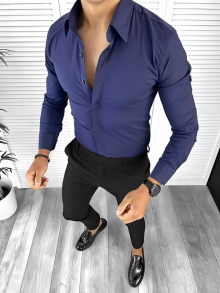 Мъжка риза бордо Елос Втален модел Тъмно синя